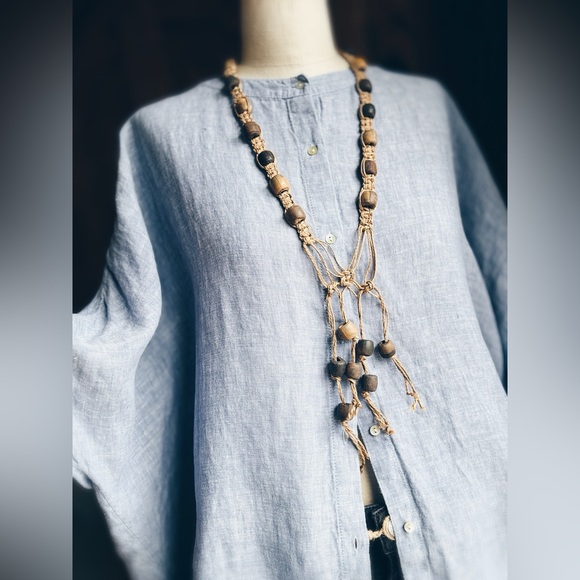 Necklace / 70’s HEMP & CLAY / VINTAGE - Picture 8 of 12